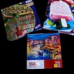 Sealed Jigsaw Puzzles – 550, 500, & 300 Pieces – 3 in Lot